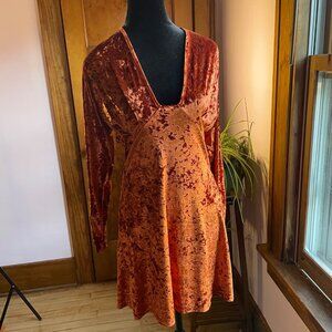 Burnt Orange Velvet Mini Dress 4 (XS-S)| Thanksgiving Fall Party Y2K Witchy